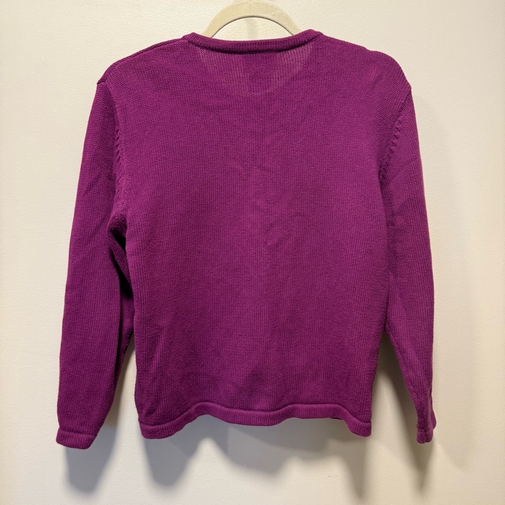 Vintage Northern Getaway Purple 100% Cotton Embroidered Cardigan L - Picture 7 of 7